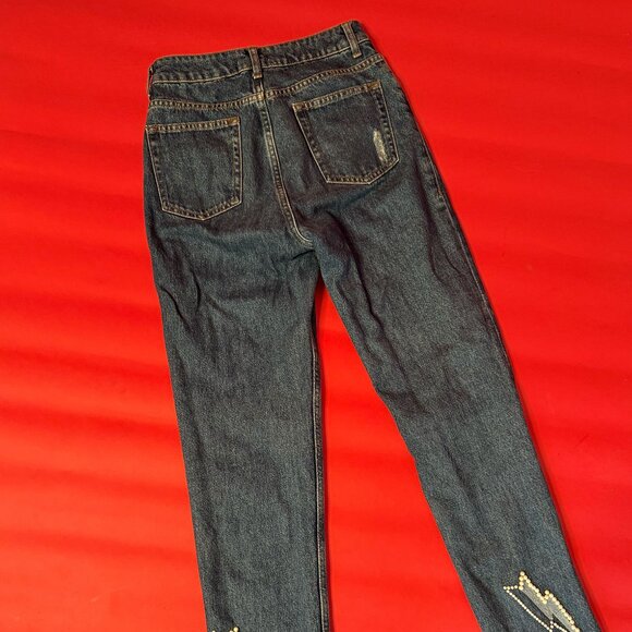 Striking Sandro Pearl-Embellished Jeans – French Designer Denim - Size US 2 - Picture 9 of 12